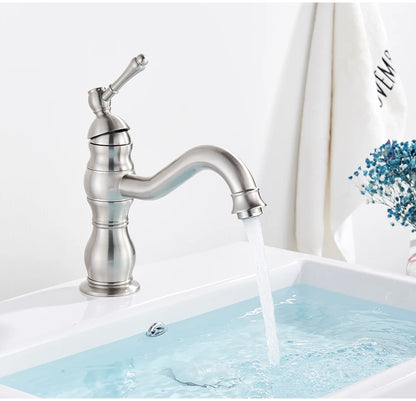 Antique Brass Deck Mounted Sink Faucet with Hot and Cold Water - Smarsty