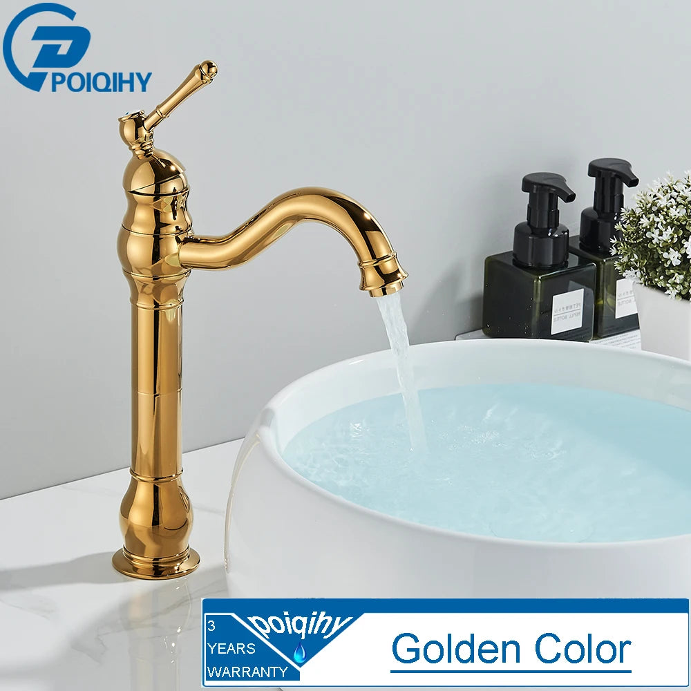 Antique Brass Deck Mounted Sink Faucet with Hot and Cold Water - Smarsty