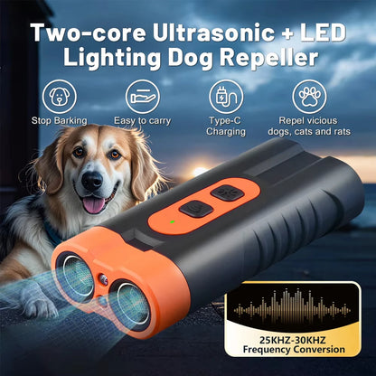 Dual Head Ultrasonic Dog Repeller with LED Flashlight - Smarsty