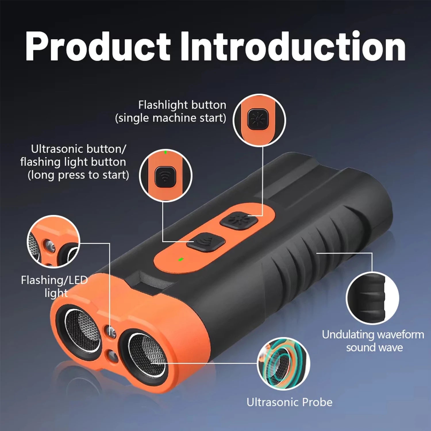 Dual Head Ultrasonic Dog Repeller with LED Flashlight - Smarsty