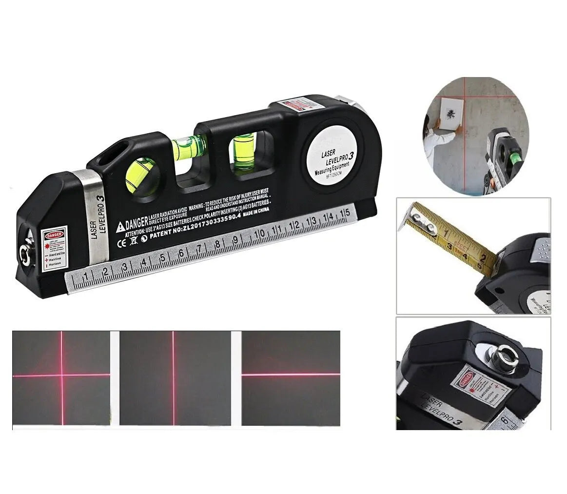 Multipurpose Cross Line Laser Level Tool with Measure Tape - Smarsty