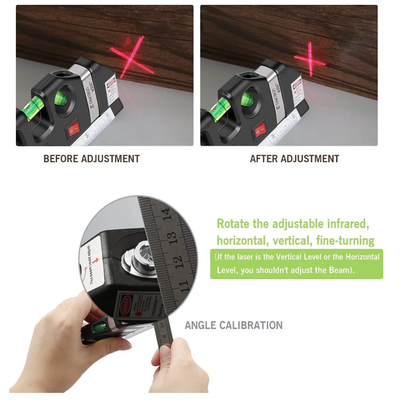Multipurpose Cross Line Laser Level Tool with Measure Tape - Smarsty
