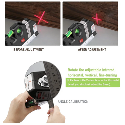 Multipurpose Cross Line Laser Level Tool with Measure Tape - Smarsty