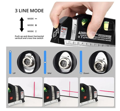 Multipurpose Cross Line Laser Level Tool with Measure Tape - Smarsty