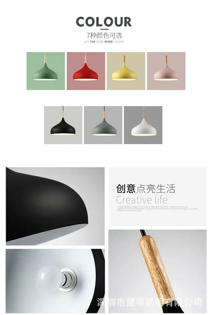 Nordic Colored Wooden Pendant Light for Kids Room - Smarsty