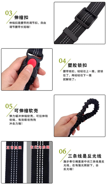 Hands Free Dog Leash Adjustable Waist Belt for Walking - Smarsty