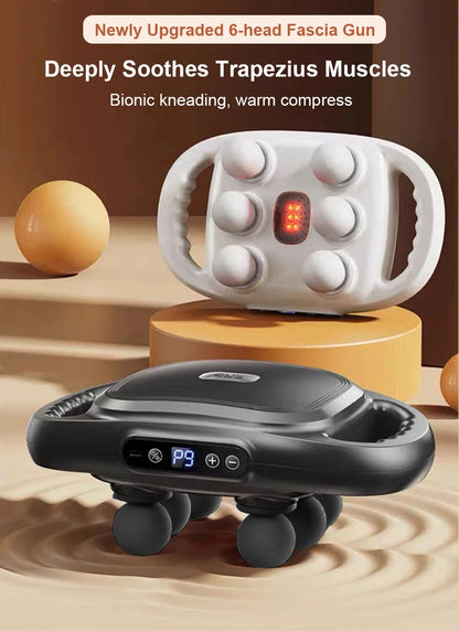 High Frequency Fascia Gun Muscle Massager with Six Heads - Smarsty