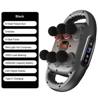 High Frequency Fascia Gun Muscle Massager with Six Heads - Smarsty