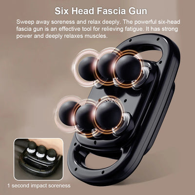 High Frequency Fascia Gun Muscle Massager with Six Heads - Smarsty