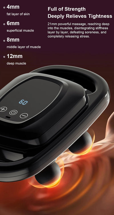 High Frequency Fascia Gun Muscle Massager with Six Heads - Smarsty