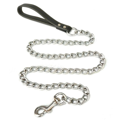 Metal Chain Dog Lead With Durable Leather Handle - Smarsty