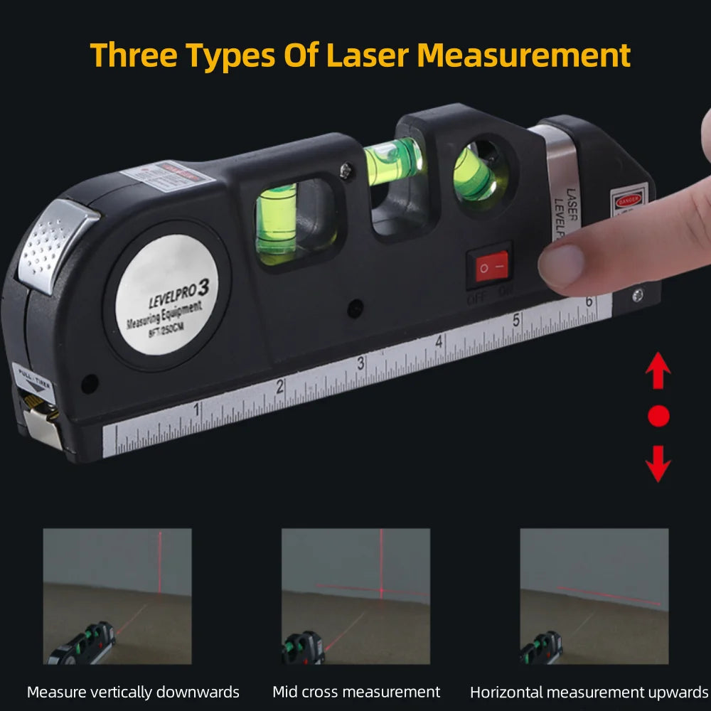 Multipurpose Laser Level Tool with Measuring Tape - Smarsty