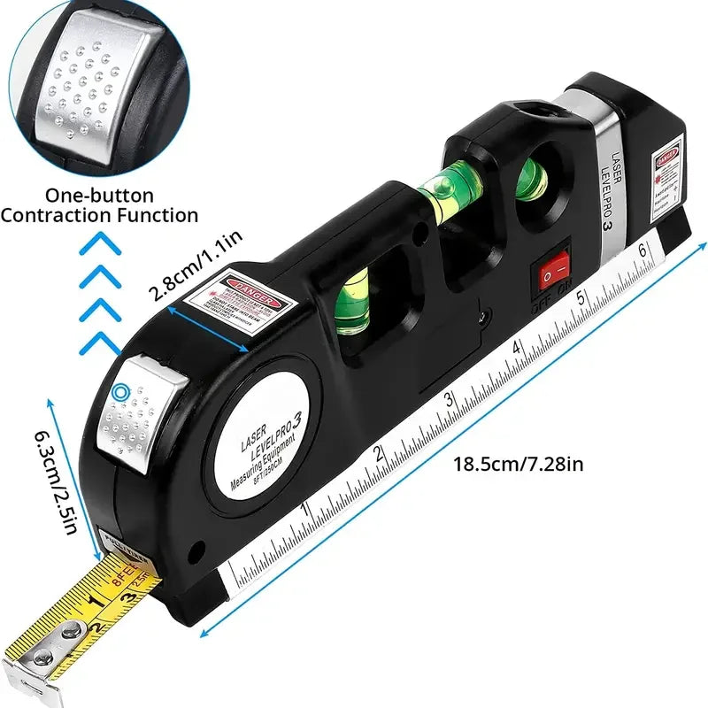 Multipurpose Laser Level Tool with Measuring Tape - Smarsty