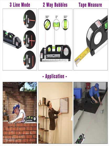 Multipurpose Laser Level Tool with Measuring Tape - Smarsty