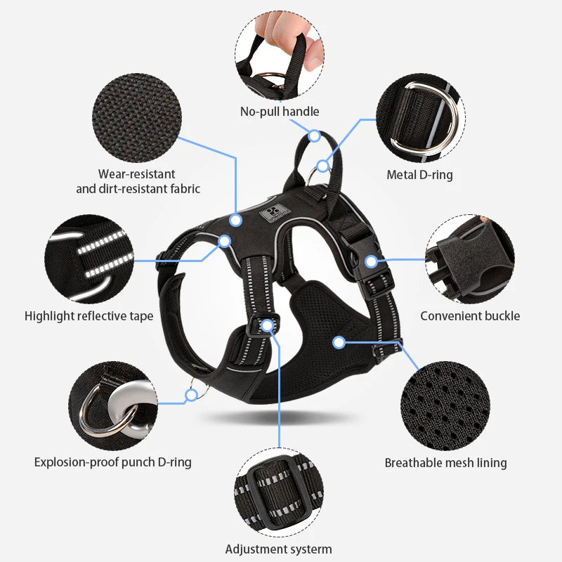 Personalized No Pull Reflective Dog Harness for All Sizes - Smarsty