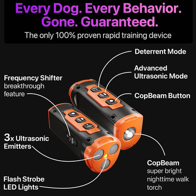 Ultrasonic Dog Repeller Training Device with LED Flashlight - Smarsty