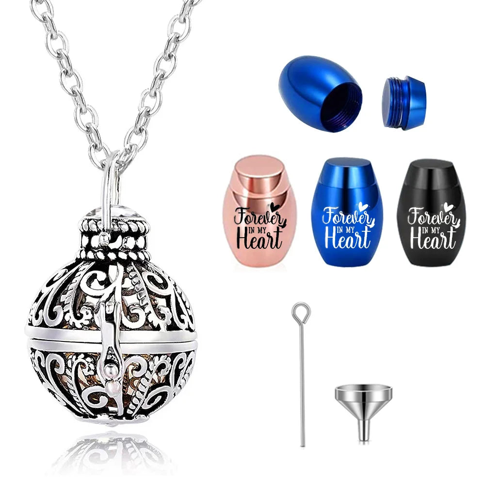 Vintage Hollow Flower Urn Necklace for Ashes - Smarsty