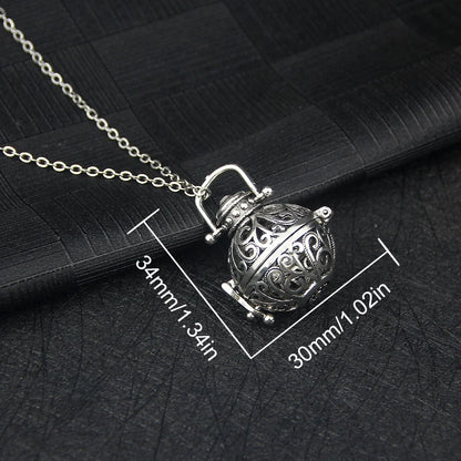 Vintage Hollow Flower Urn Necklace for Ashes - Smarsty