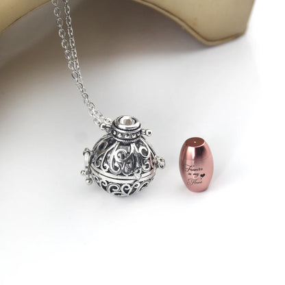 Vintage Hollow Flower Urn Necklace for Ashes - Smarsty