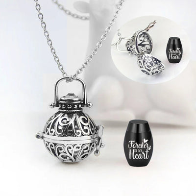 Vintage Hollow Flower Urn Necklace for Ashes - Smarsty