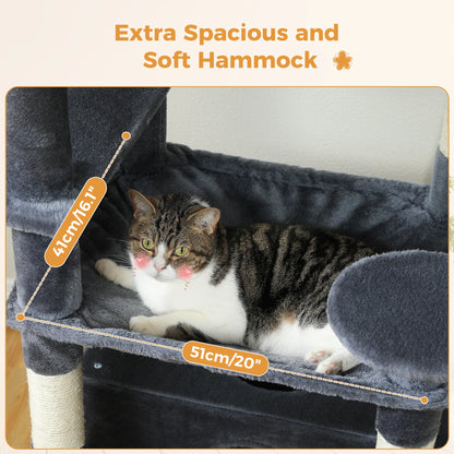 184CM Large Cat Tree with Scratching Posts and Hammock - Smarsty