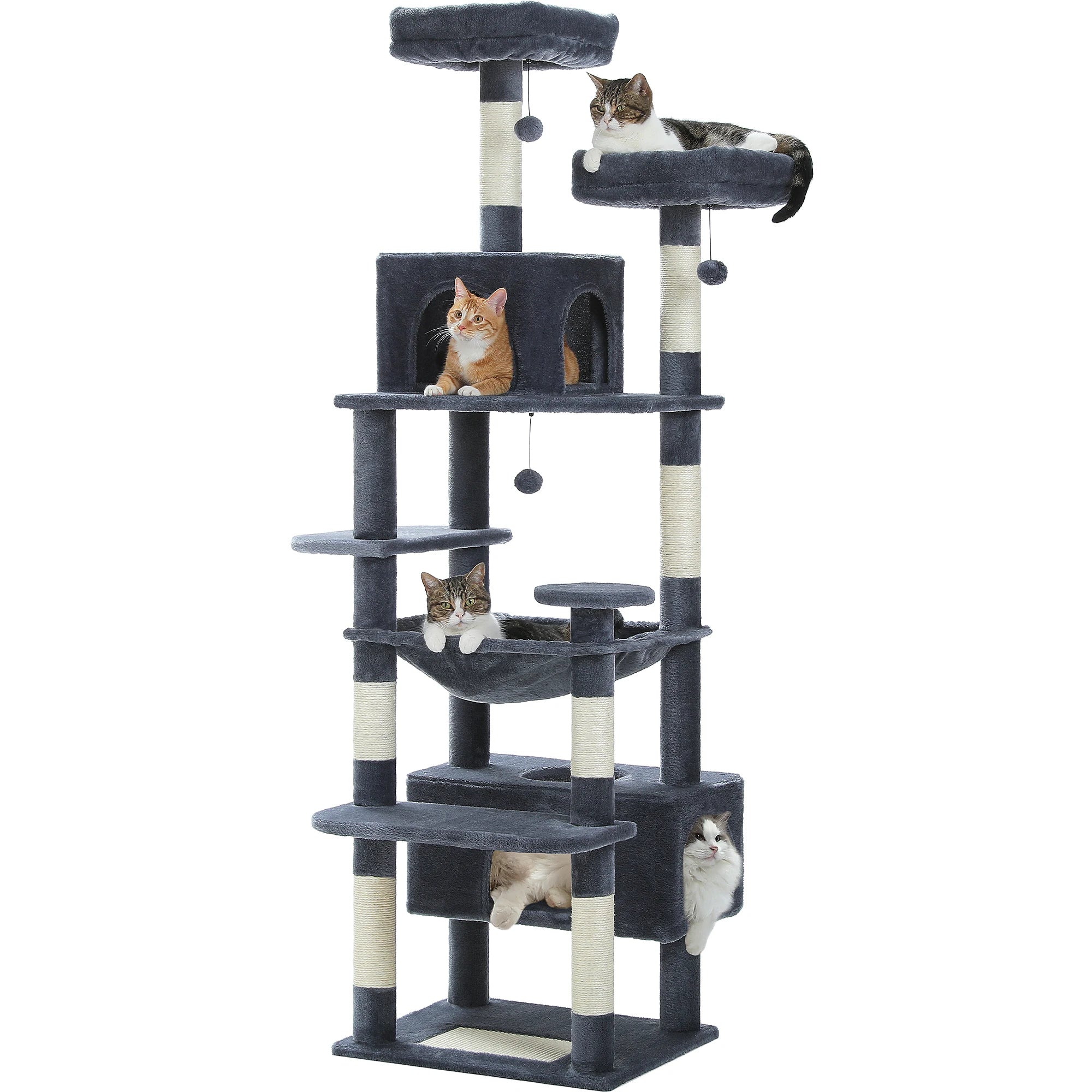 184CM Large Cat Tree with Scratching Posts and Hammock - Smarsty