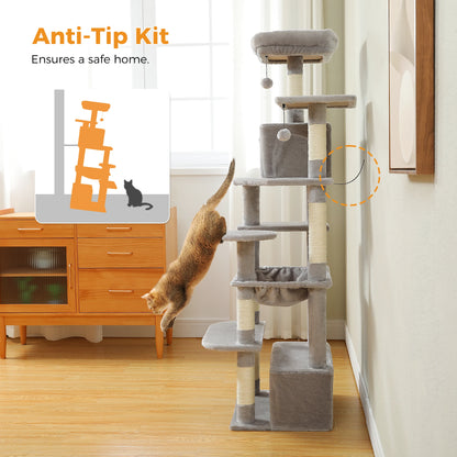 184CM Large Cat Tree with Scratching Posts and Hammock - Smarsty