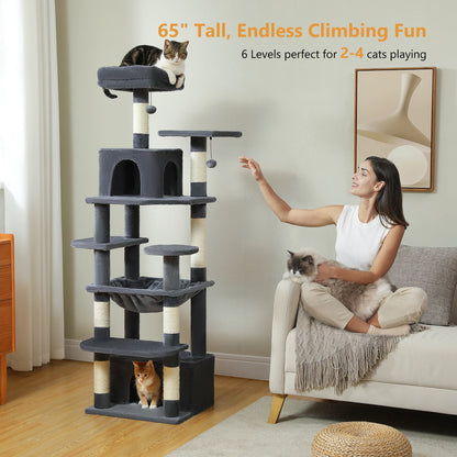 184CM Large Cat Tree with Scratching Posts and Hammock - Smarsty