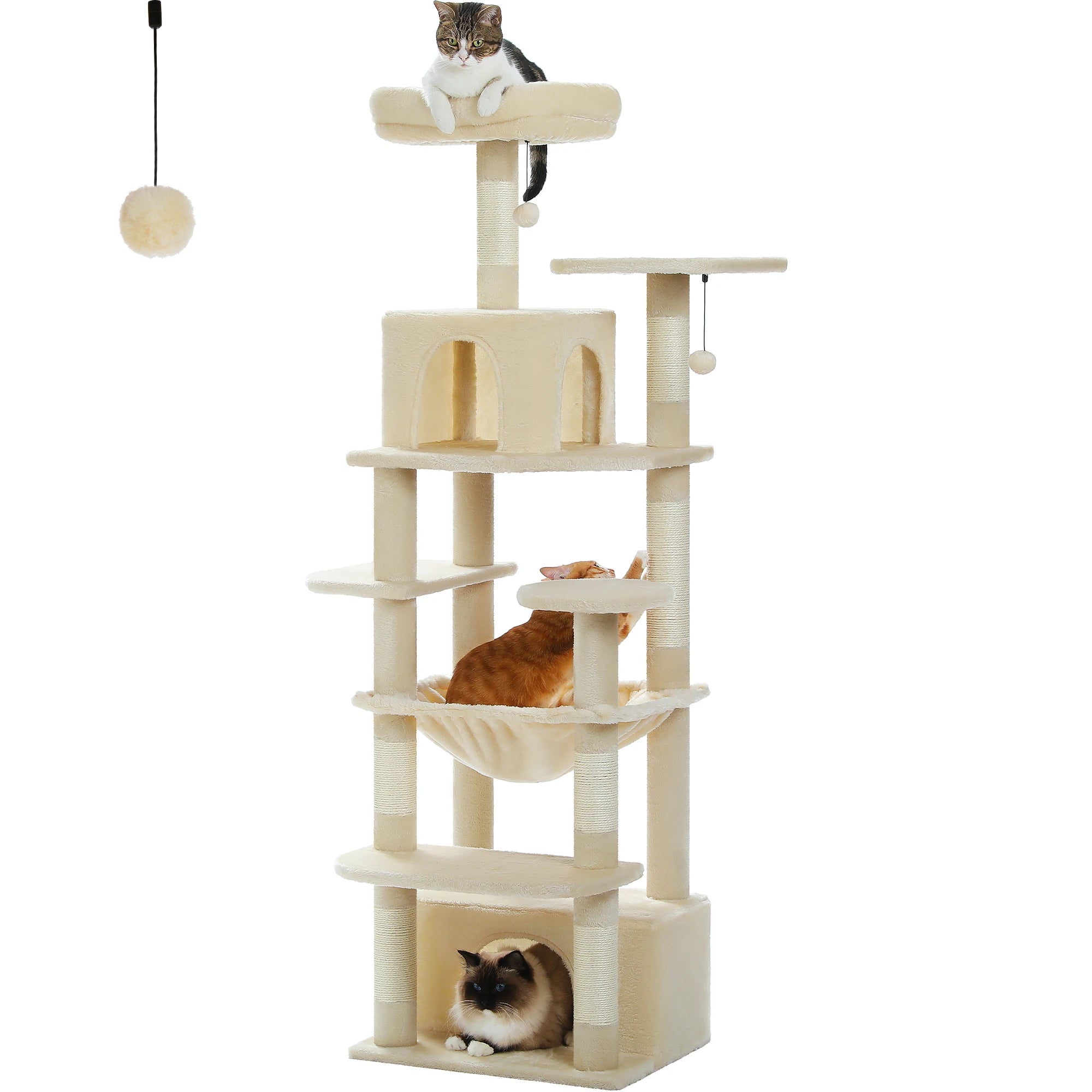 184CM Large Cat Tree with Scratching Posts and Hammock - Smarsty