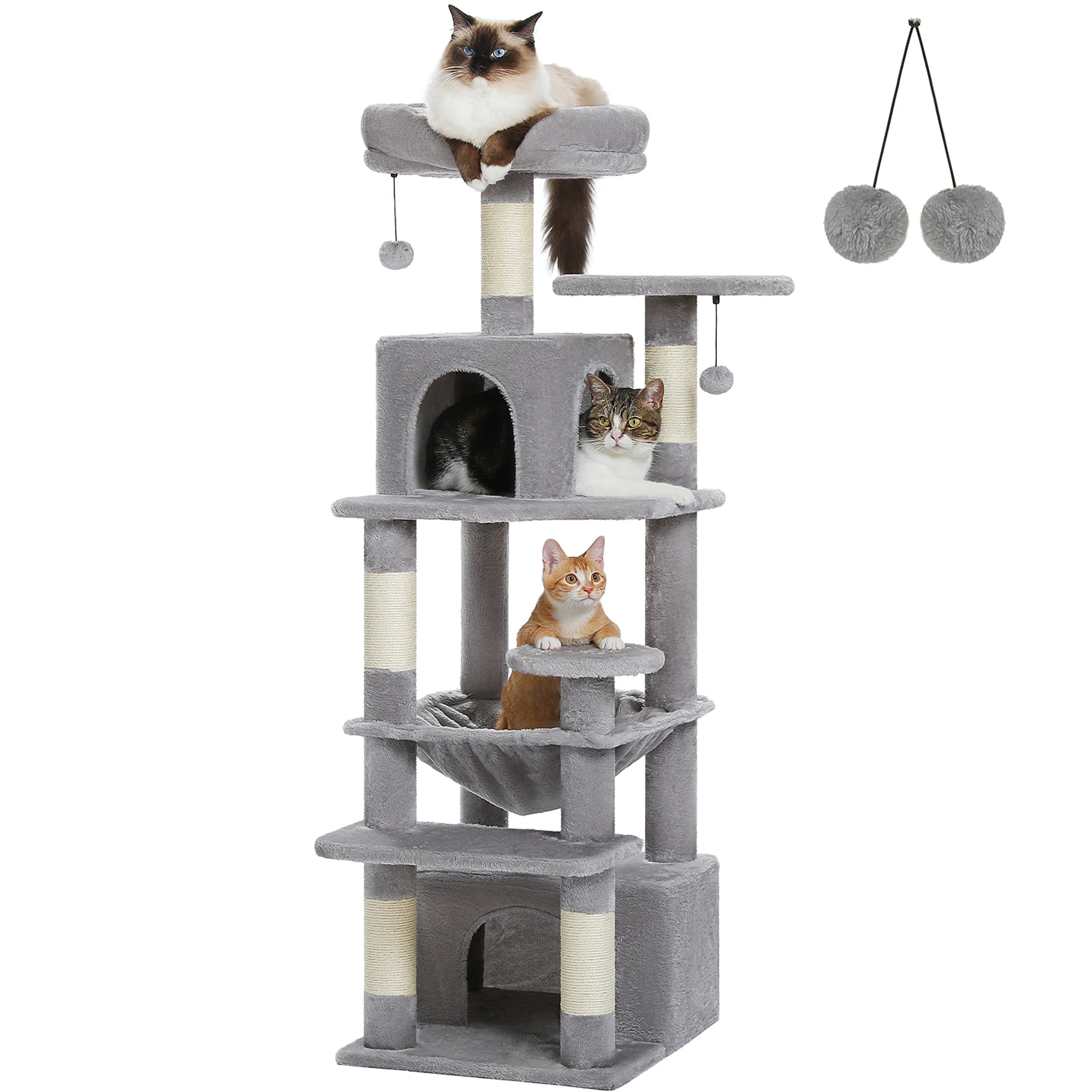 184CM Large Cat Tree with Scratching Posts and Hammock - Smarsty