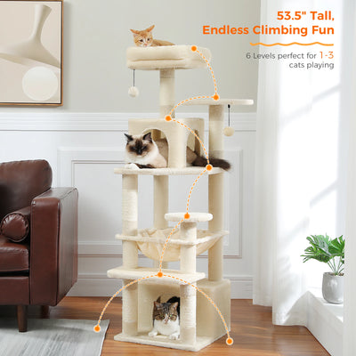 184CM Large Cat Tree with Scratching Posts and Hammock - Smarsty
