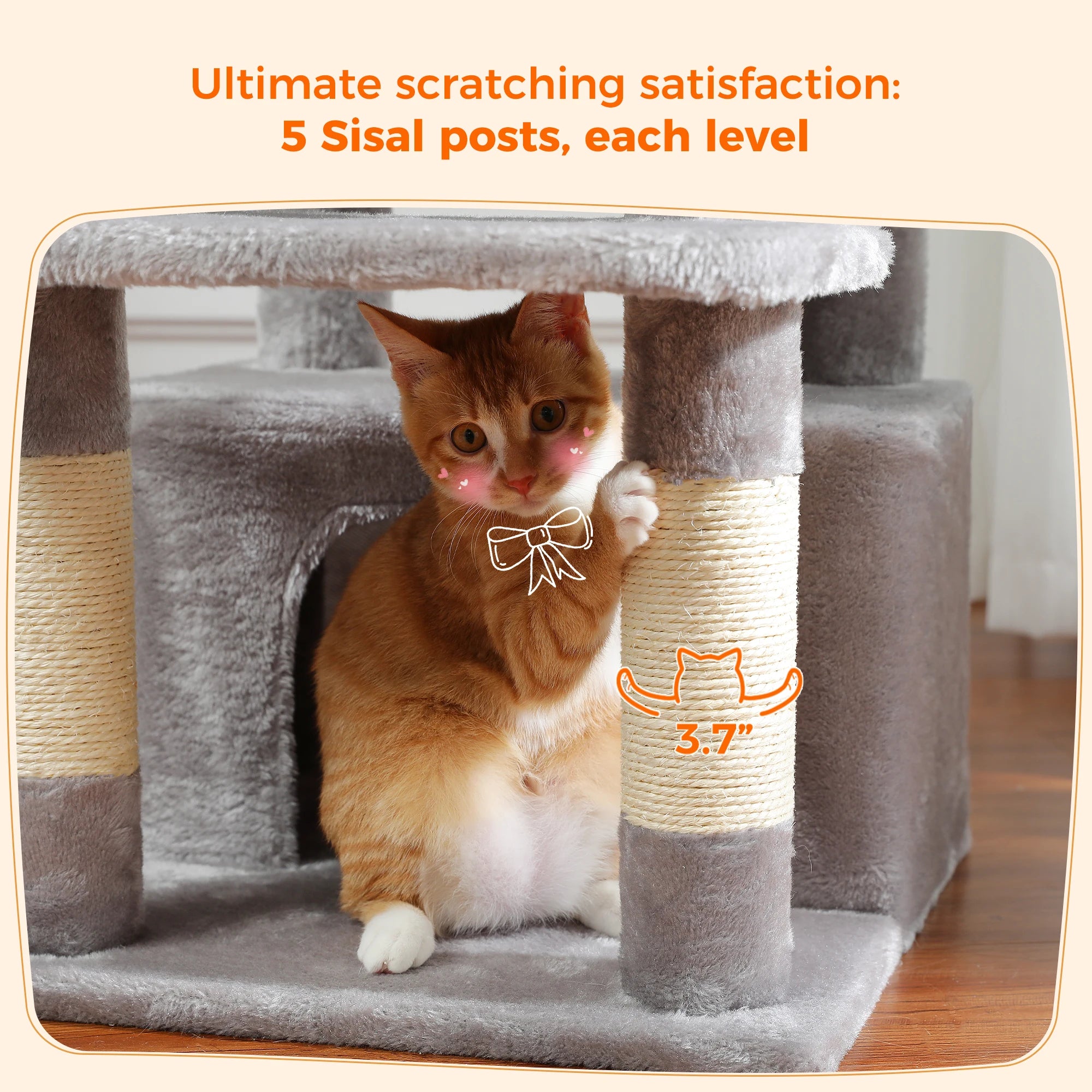 184CM Large Cat Tree with Scratching Posts and Hammock - Smarsty