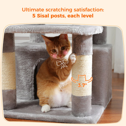 184CM Large Cat Tree with Scratching Posts and Hammock - Smarsty