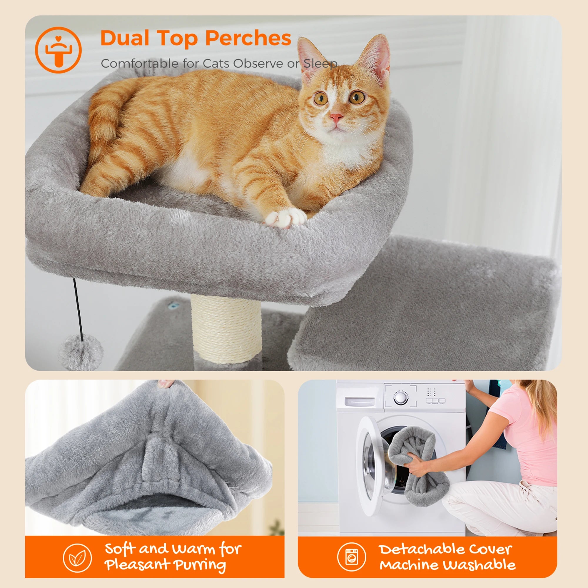 184CM Large Cat Tree with Scratching Posts and Hammock - Smarsty