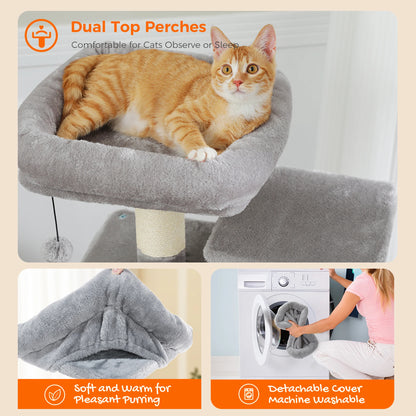 184CM Large Cat Tree with Scratching Posts and Hammock - Smarsty