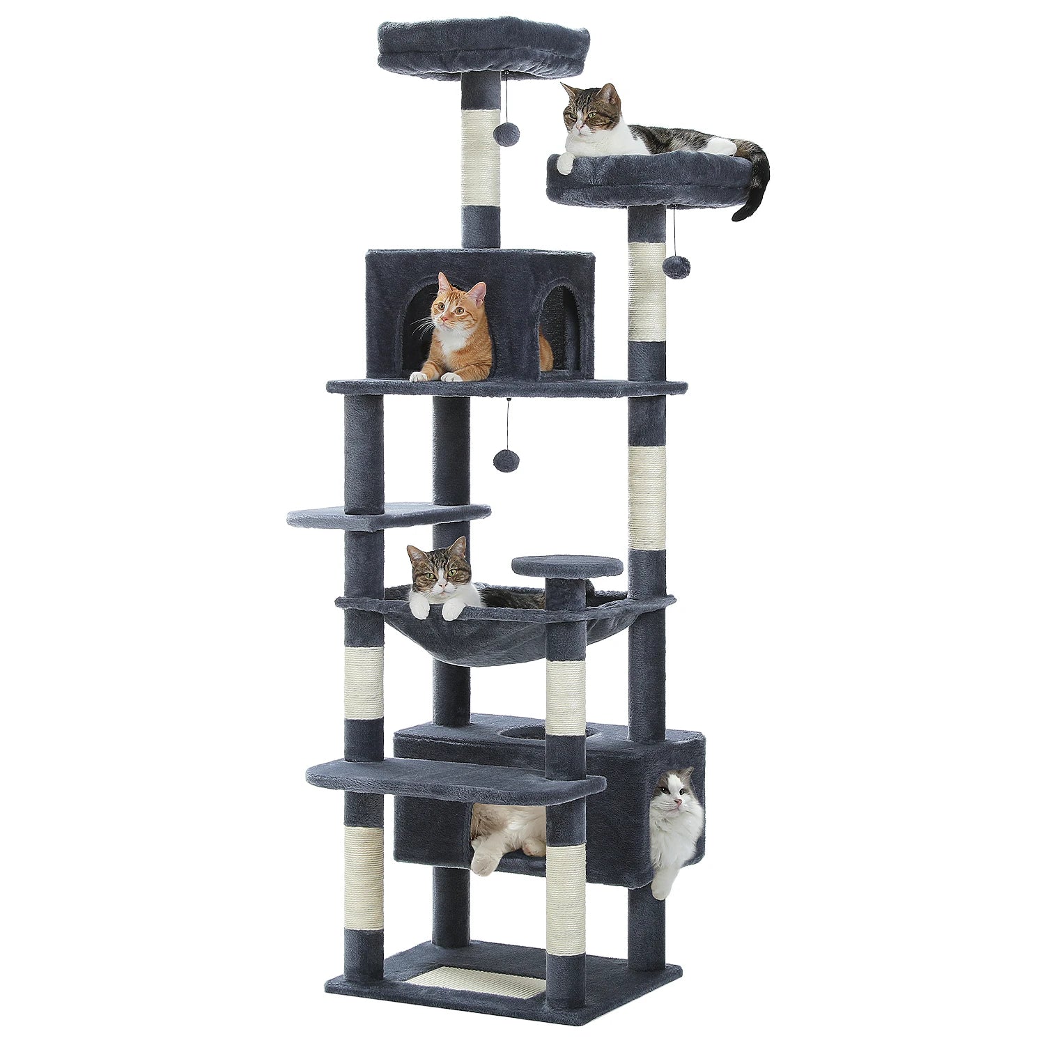 184CM Large Cat Tree with Scratching Posts and Hammock - Smarsty