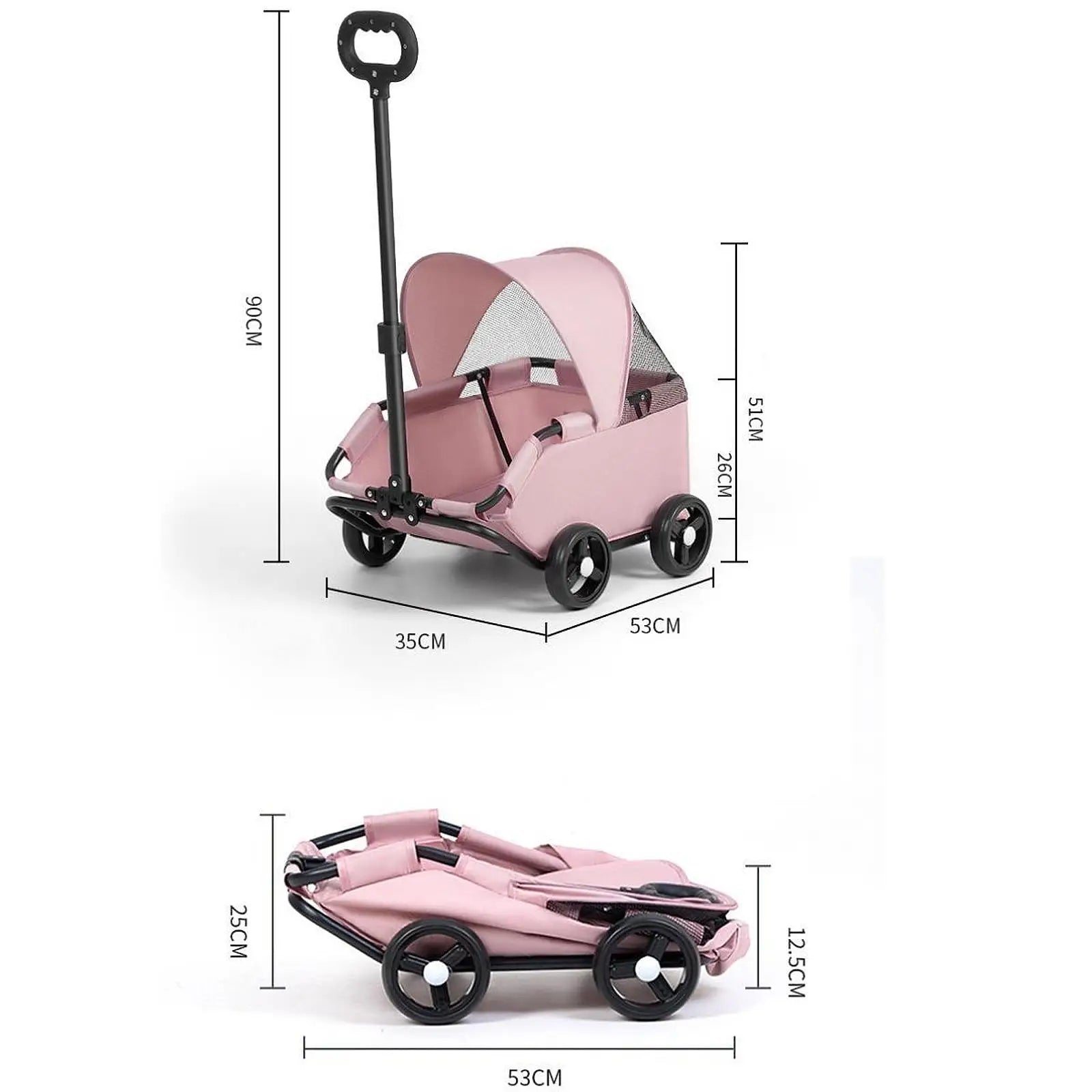Portable Dog Stroller with Sun Cover for Travel - Smarsty