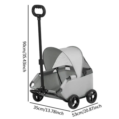 Portable Dog Stroller with Sun Cover for Travel - Smarsty