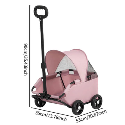 Portable Dog Stroller with Sun Cover for Travel - Smarsty