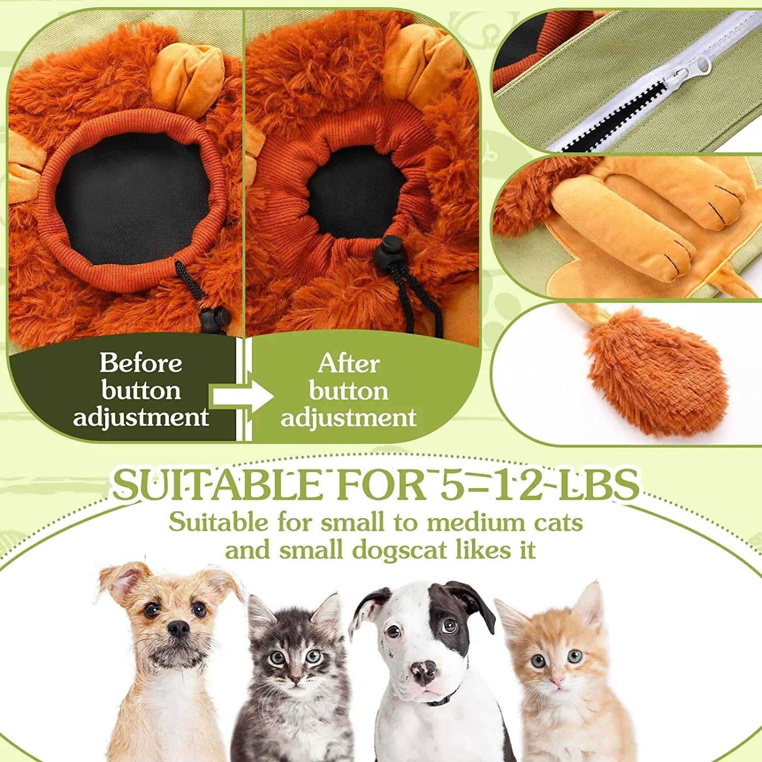 Lion Shaped Pet Carrier Bag for Comfortable Travel - Smarsty