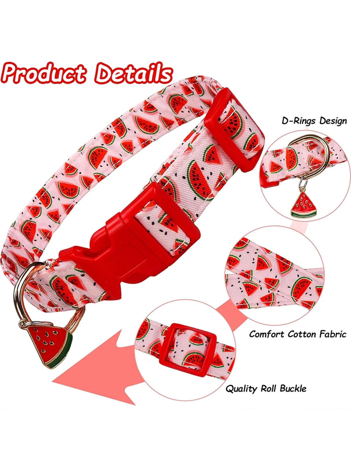 Fruit Pattern Dog Collar with Fun Metal Pendant - Smarsty