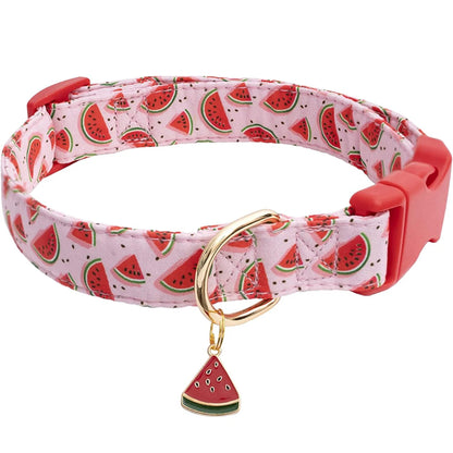 Fruit Pattern Dog Collar with Fun Metal Pendant - Smarsty