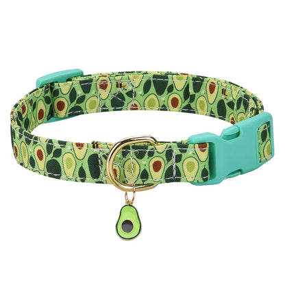 Fruit Pattern Dog Collar with Fun Metal Pendant - Smarsty