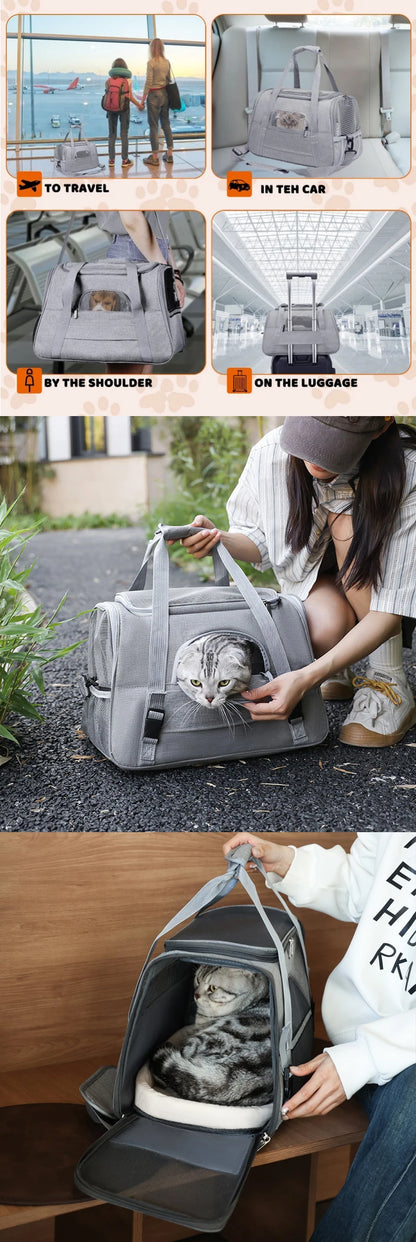 Soft-Sided Portable Cat Carrier Bag for Travel - Smarsty