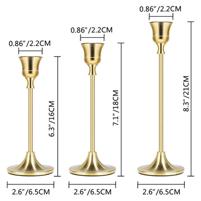 Set of 3 Vintage Metal Tabletop Candle Holders - Smarsty