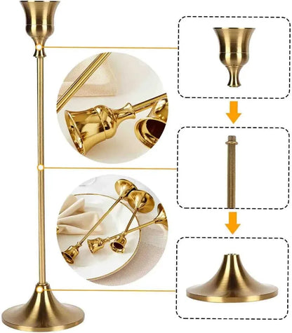 Set of 3 Vintage Metal Tabletop Candle Holders - Smarsty