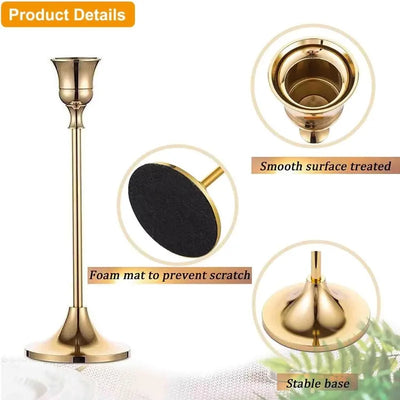 Set of 3 Vintage Metal Tabletop Candle Holders - Smarsty