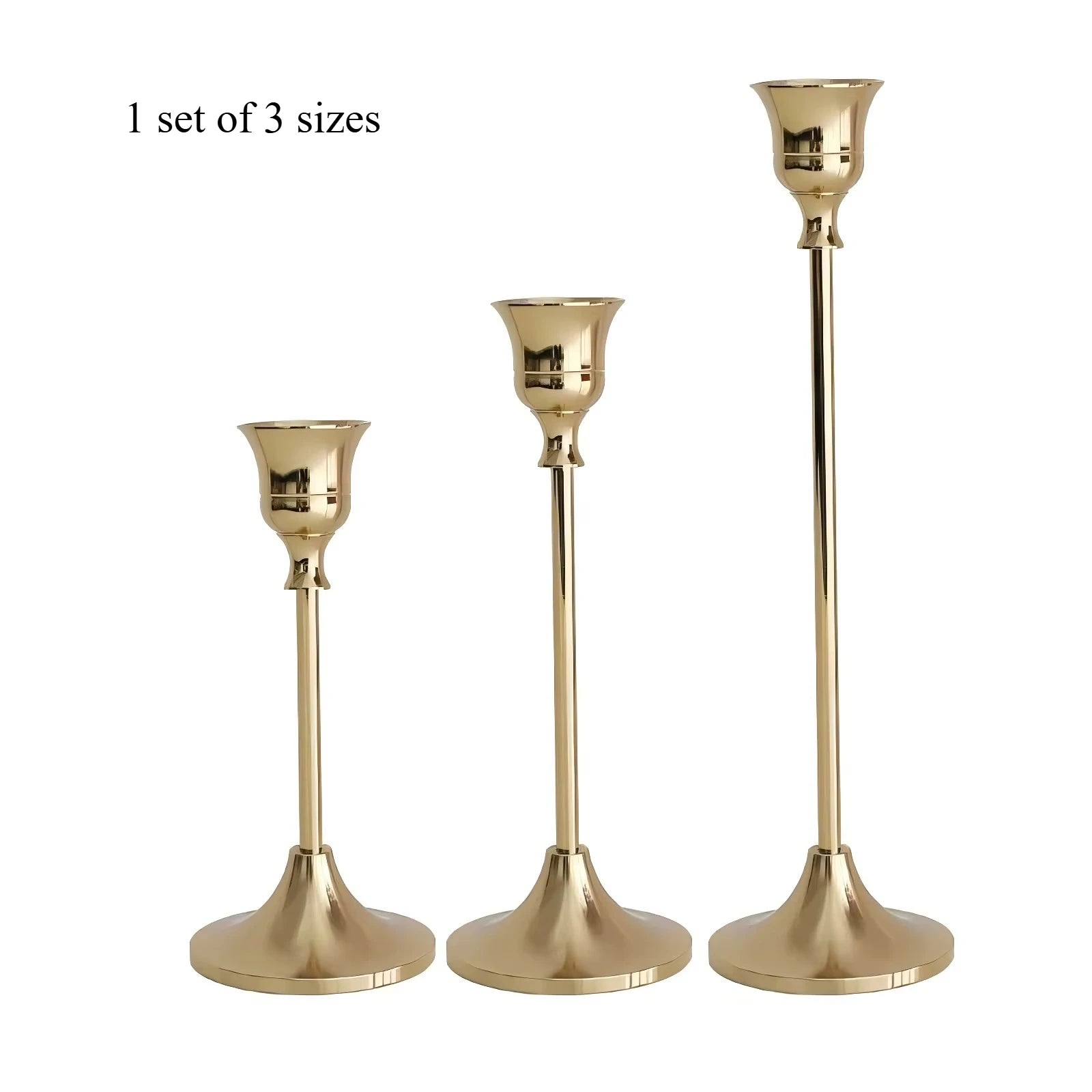 Set of 3 Vintage Metal Tabletop Candle Holders - Smarsty