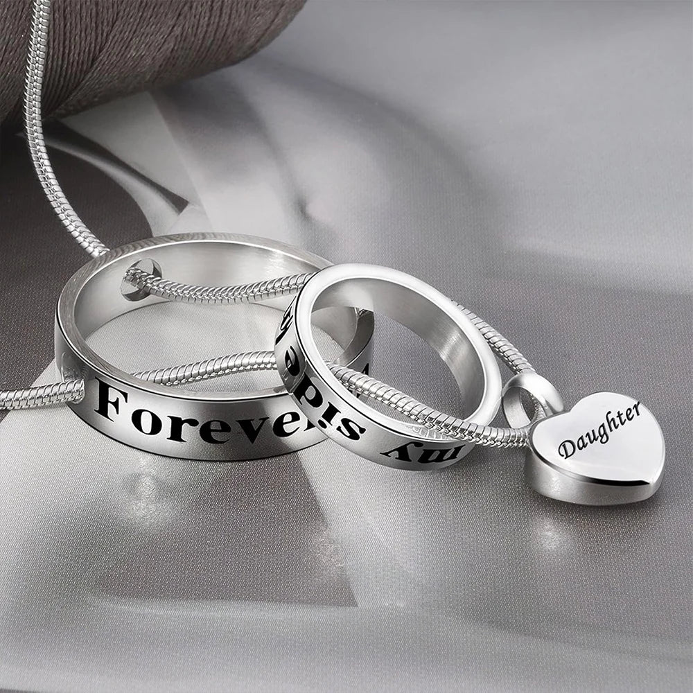 Cremation Jewelry Double Ring Urn Pendant Necklace - Smarsty