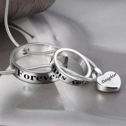 Cremation Jewelry Double Ring Urn Pendant Necklace - Smarsty